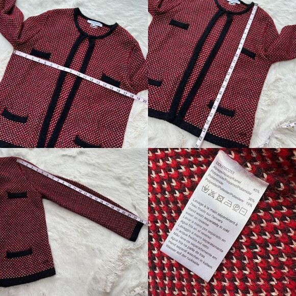 Gerard Darel Paris Alpaca Blend Cardigan Knit Sweater Jacket Red Black size S - Picture 10 of 10